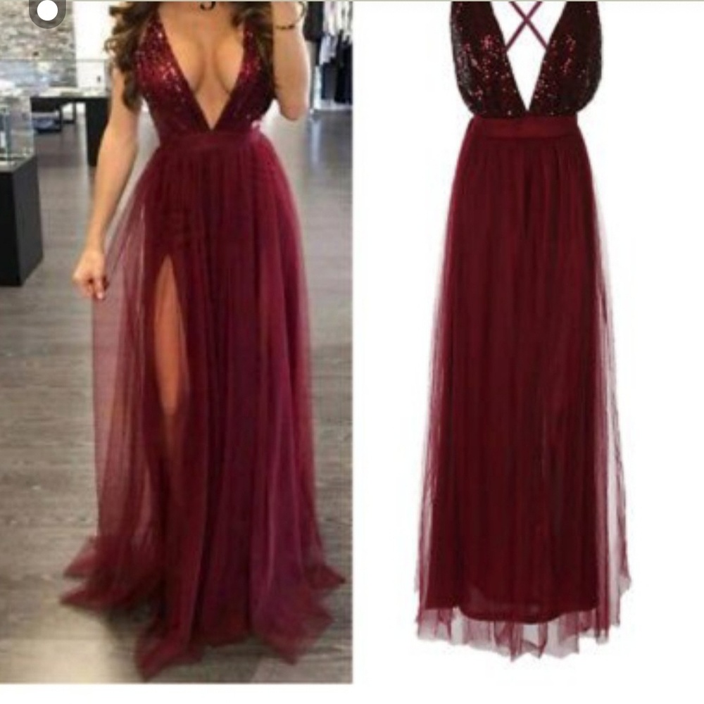 Red sequin dress